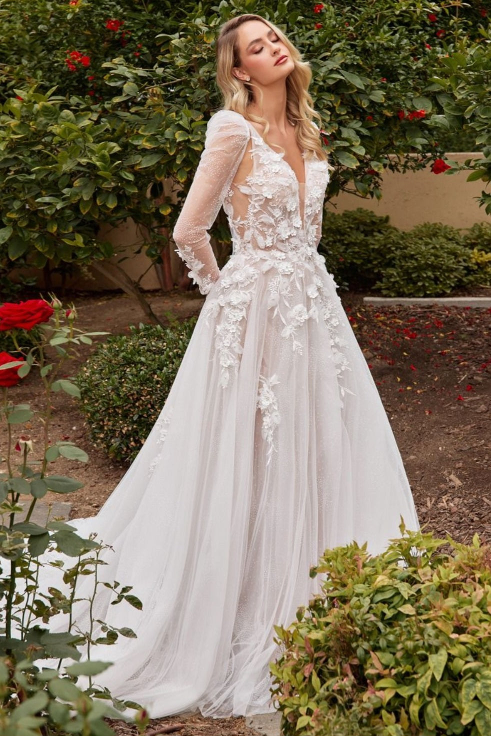A-LINE WEDDING GOWN WITH REMOVABLE SLEEVES by CINDERELLA DIVINE