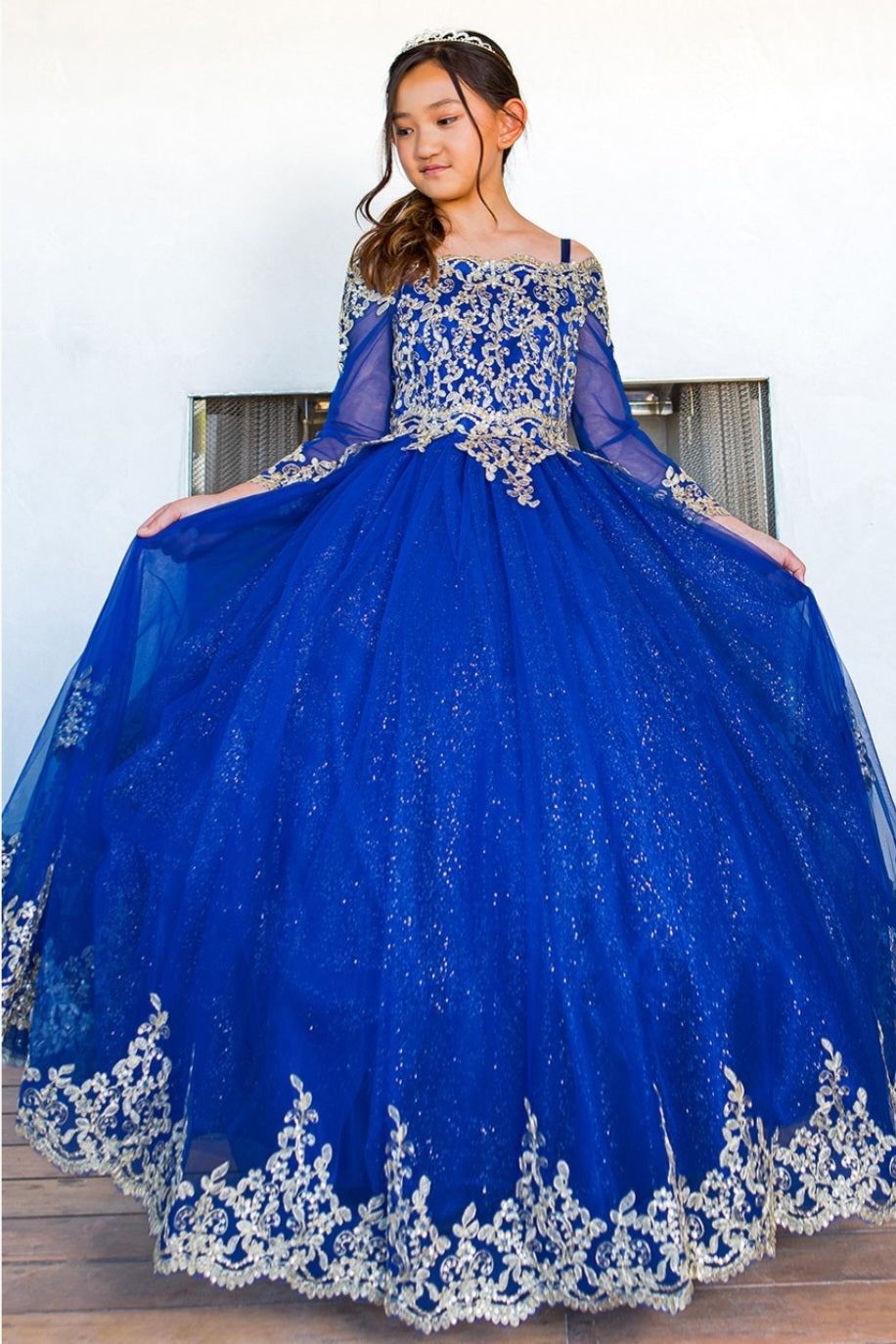 cinderella long sleeve dress Embellished Long Sleeve Gown by Cinderella Divine CD233
