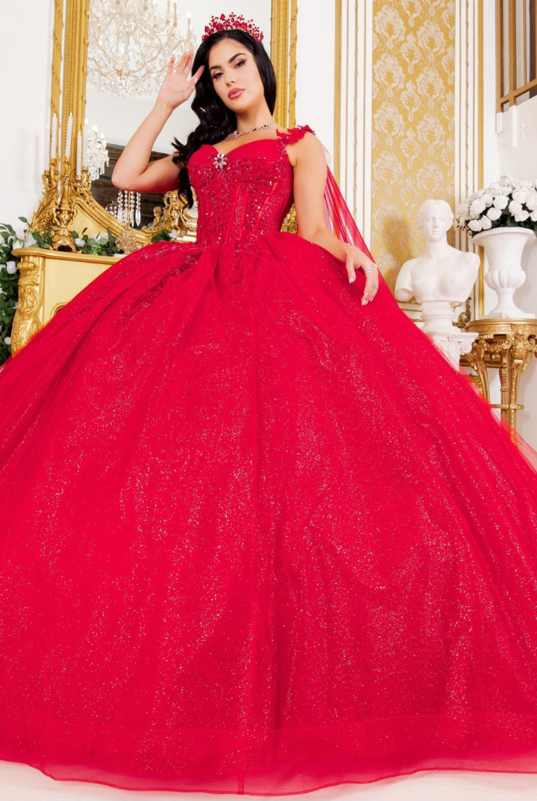 cinderella dress red Cinderella Divine -CD383 Strapless Scoop Neck Chiffon Dress