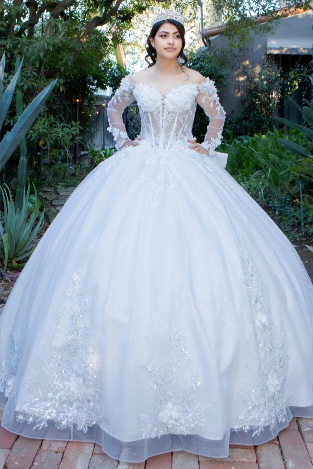 OFF THE SHOULDER LONG SLEEVE QUINCEANERA BALL GOWN BY CINDERELLA COUTURE  STYLE 8325J – Bridal Hive