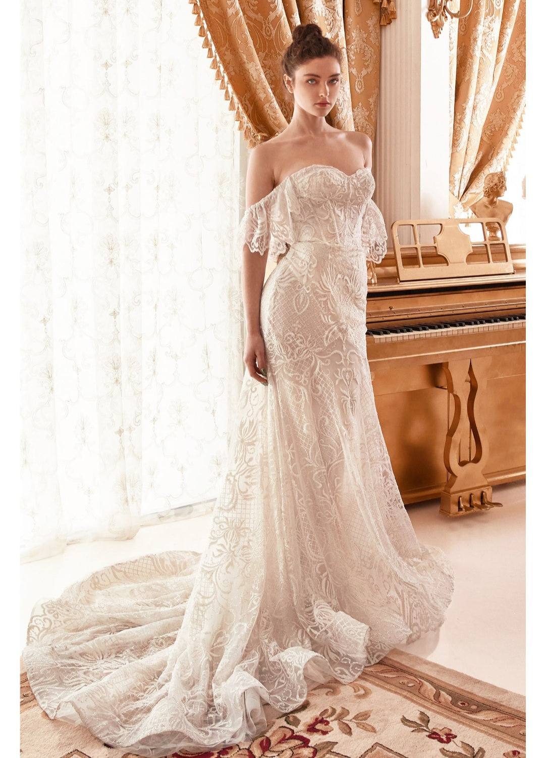 baroque lace wedding dress Marie Antoinette Baby Blue and Cream Ball Gown