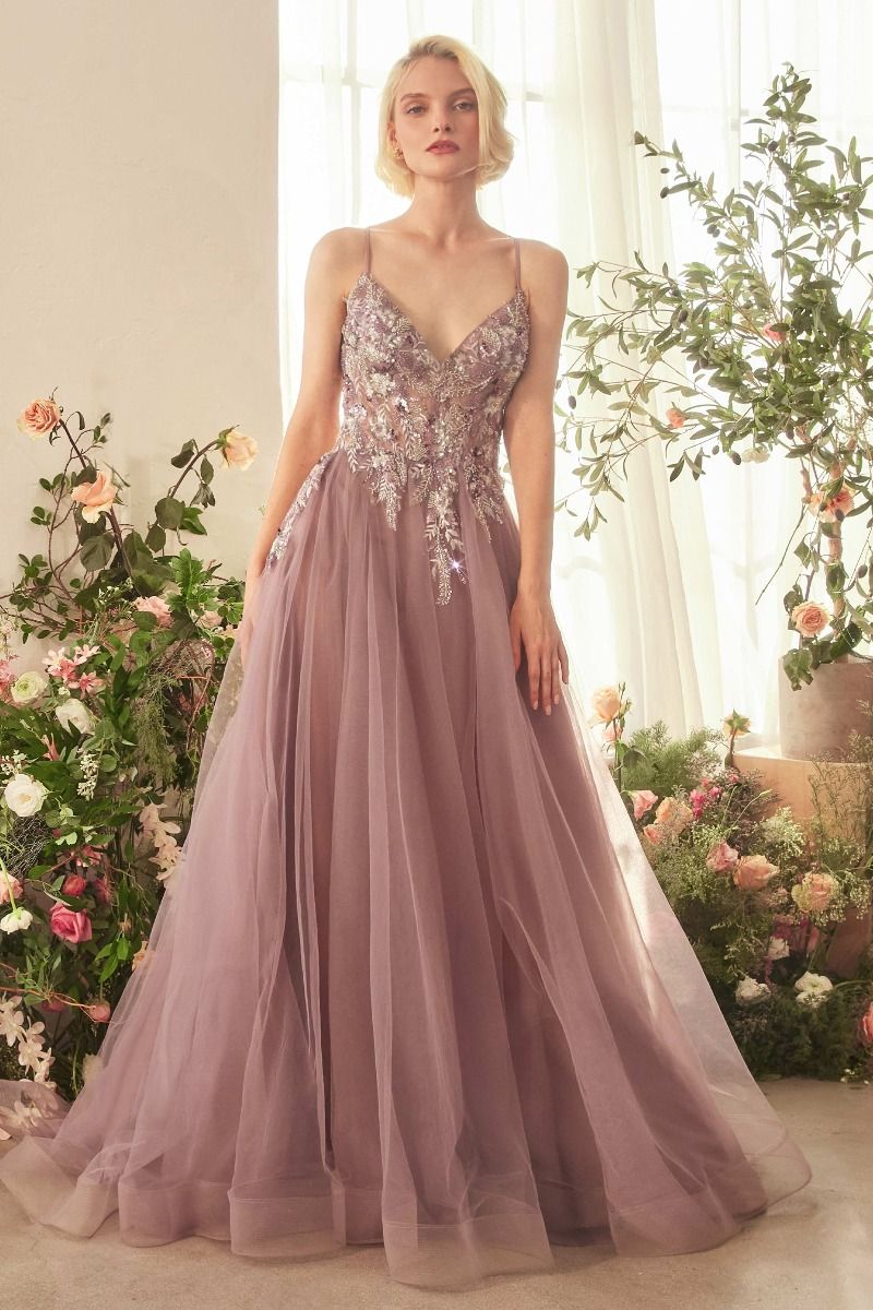 Andrea & Leo A1419 - English Violet A-line Gown English Violet / 2 Andrea & Leo A1419 - English Violet A-line Gown English Violet / 2