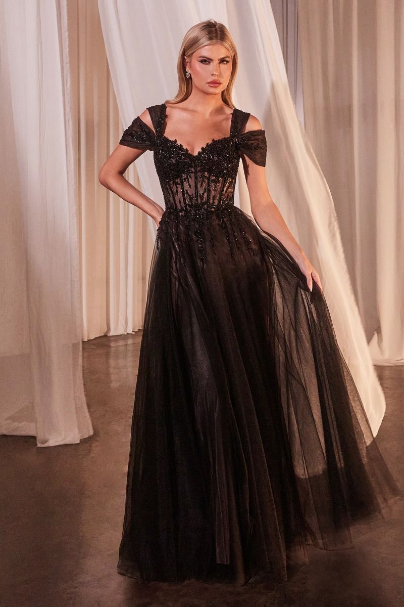 BLACK OFF THE SHOULDER BALL GOWN LADIVINE BY CINDERELLA DIVINE CD0237 Bridal Hive BLACK OFF THE SHOULDER BALL GOWN LADIVINE BY CINDERELLA DIVINE CD0237 Bridal Hive