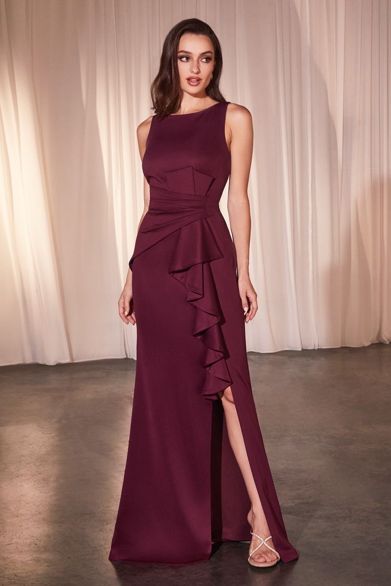 FITTED NEOPRENE BURGUNDY DRESS LADIVINE BY CINDERELLA DIVINE CH377 Bridal Hive FITTED NEOPRENE BURGUNDY DRESS LADIVINE BY CINDERELLA DIVINE CH377 Bridal Hive