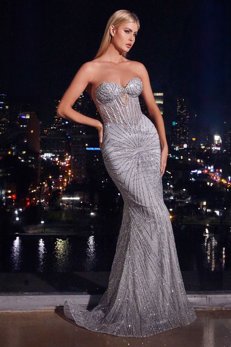 BEADED STRAPLESS CORSET MERMAID DRESS BY LADIVINE STYLE J871 Bridal Hive BEADED STRAPLESS CORSET MERMAID DRESS BY LADIVINE STYLE J871 Bridal Hive