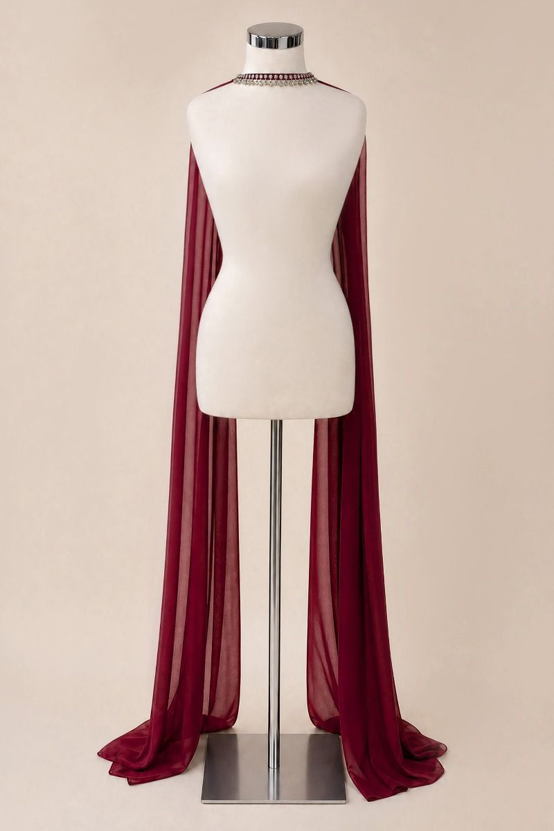 Chiffon Scarf With Crystal Choker