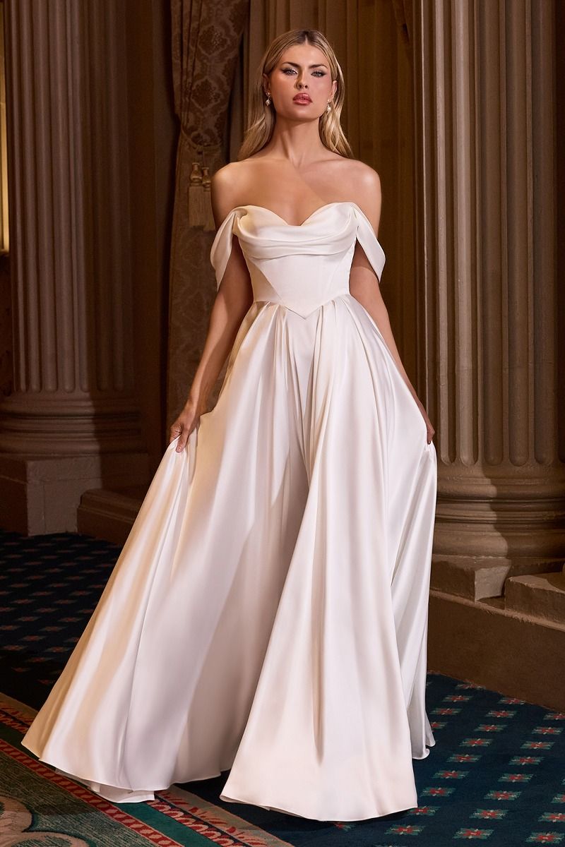 OFF THE SHOULDER A-LINE BRIDAL DRESS BY LADIVINE STYLE 7449W – Bridal Hive