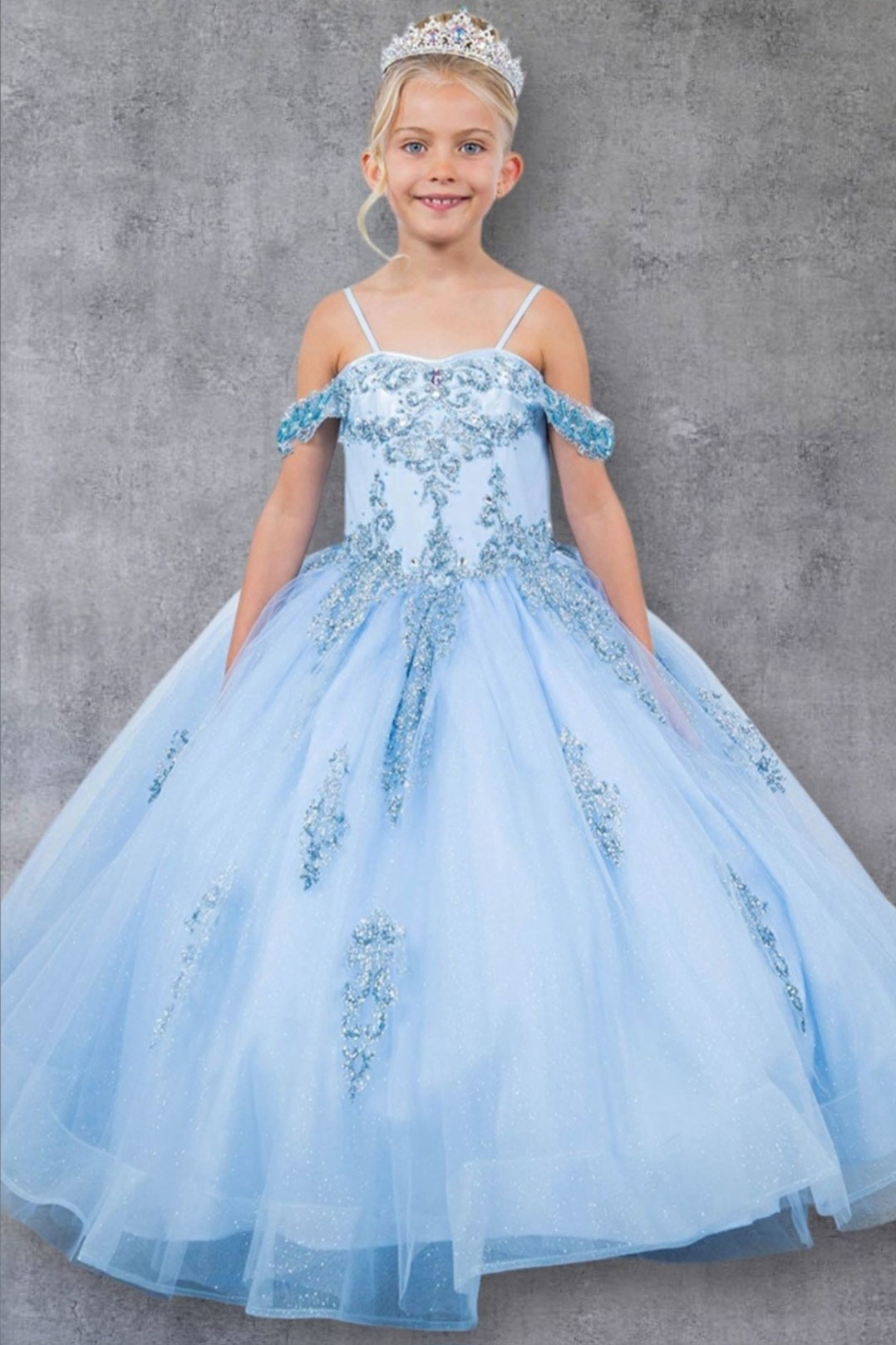 Off Shoulder Long Tail Mini Quinceanera Ball Gown by Cinderella