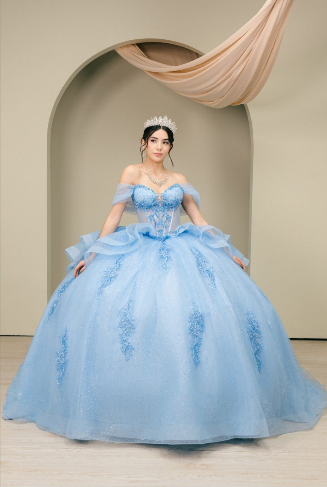 quinceanera dresses blue cinderella Womens Beaded Off-Shoulder Quinceañera Ball Gown with Train 4/XS-16/3X Womens 8/M / Blue Black Leather Shoes Size:160cm x 160cm SOFIE THE LABEL ENYA and a floor length