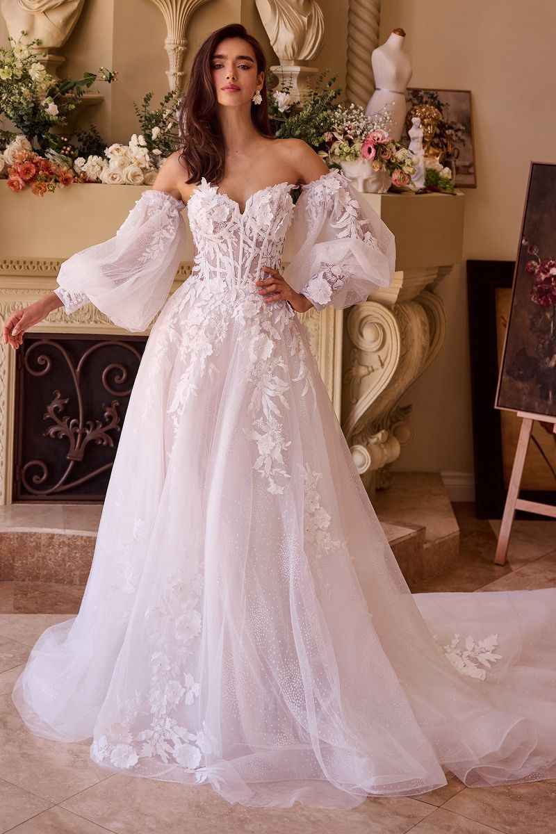 WL018-Lace Appliqued Wedding Ball Gown-Andrea & Leo | Lady Black Tie Off White / 6 WL018-Lace Appliqued Wedding Ball Gown-Andrea & Leo | Lady Black Tie Off White / 6