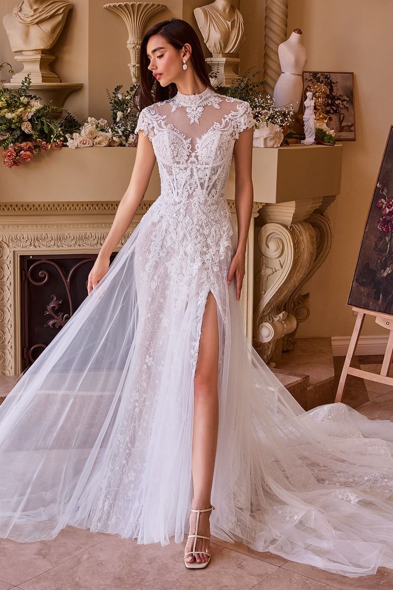 WL035-Lace & Tulle Short Sleeve Wedding Gown-Andrea & Leo | Lady Black Tie Off White / 8 WL035-Lace & Tulle Short Sleeve Wedding Gown-Andrea & Leo | Lady Black Tie Off White / 8