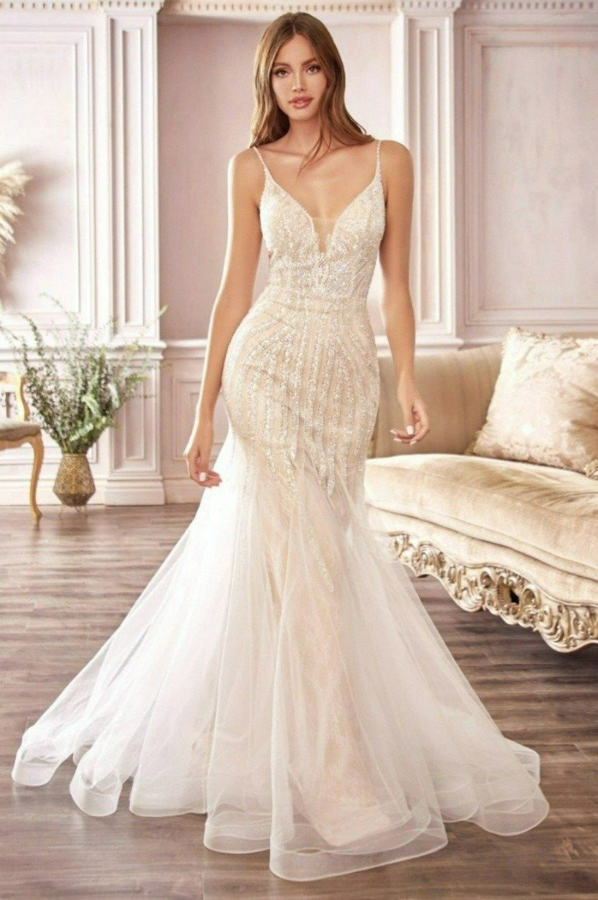 Long Beaded lace Hourglass Mermaid Wedding Dress V-Neck CDS401 Bridal Hive Long Beaded lace Hourglass Mermaid Wedding Dress V-Neck CDS401 Bridal Hive