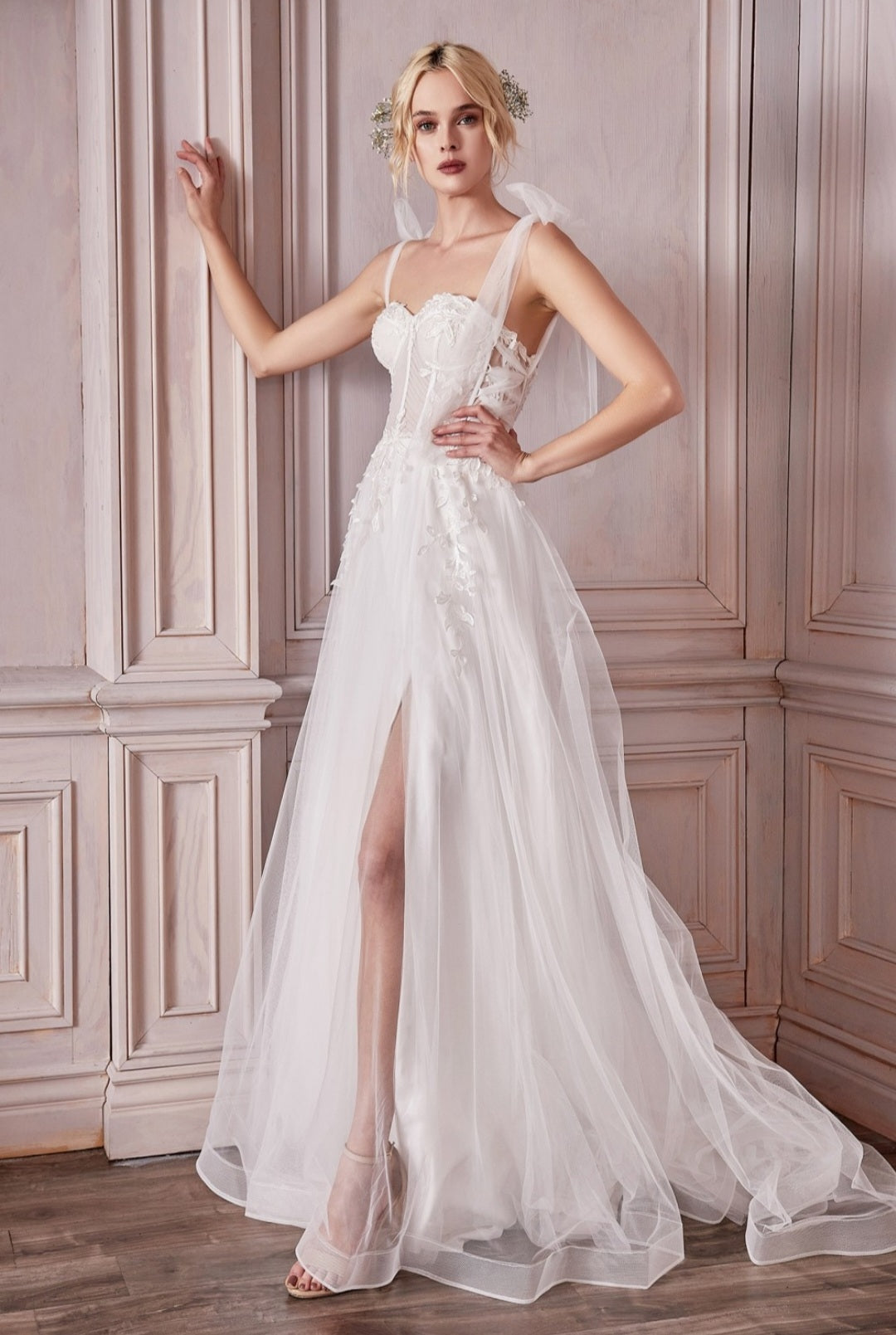 A-LINE BODICE WEDDING GOWN BY CINDERELLA DIVINE CD964W – Bridal Hive