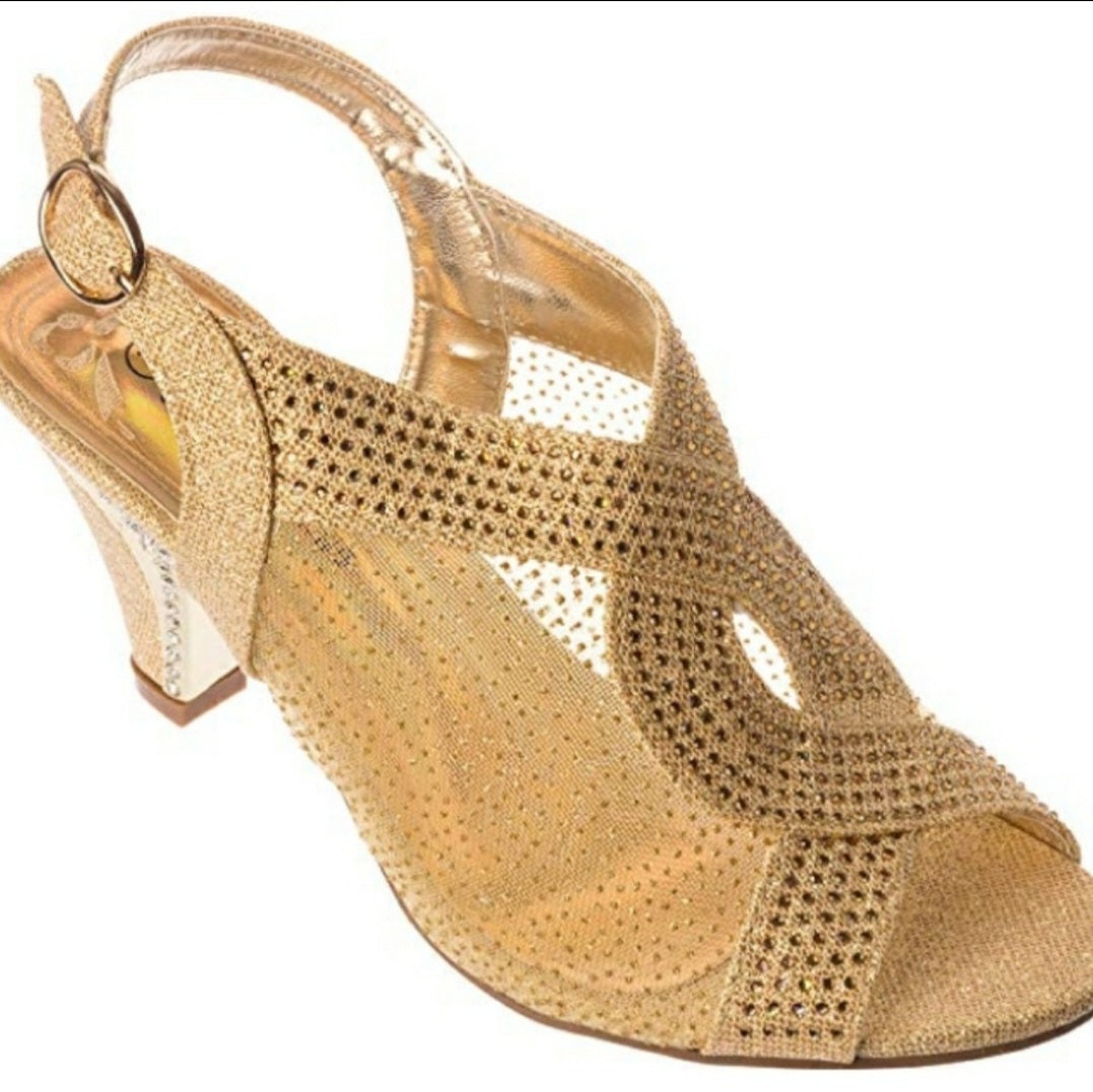 Girl's Gold Heeled Shoes