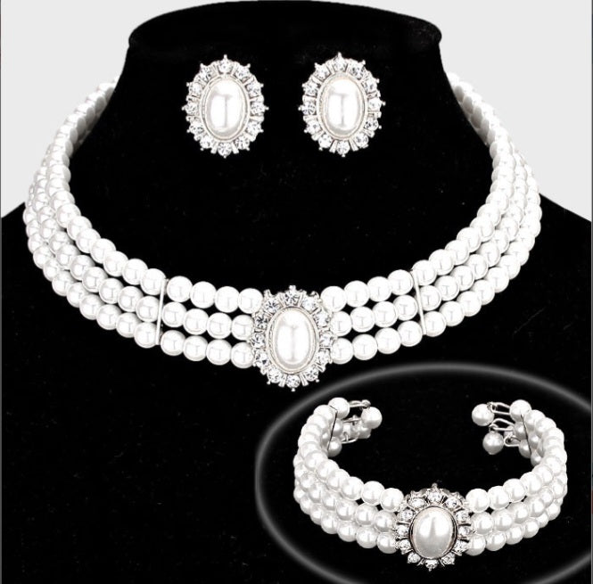 3Pcs Pearl Necklace Set