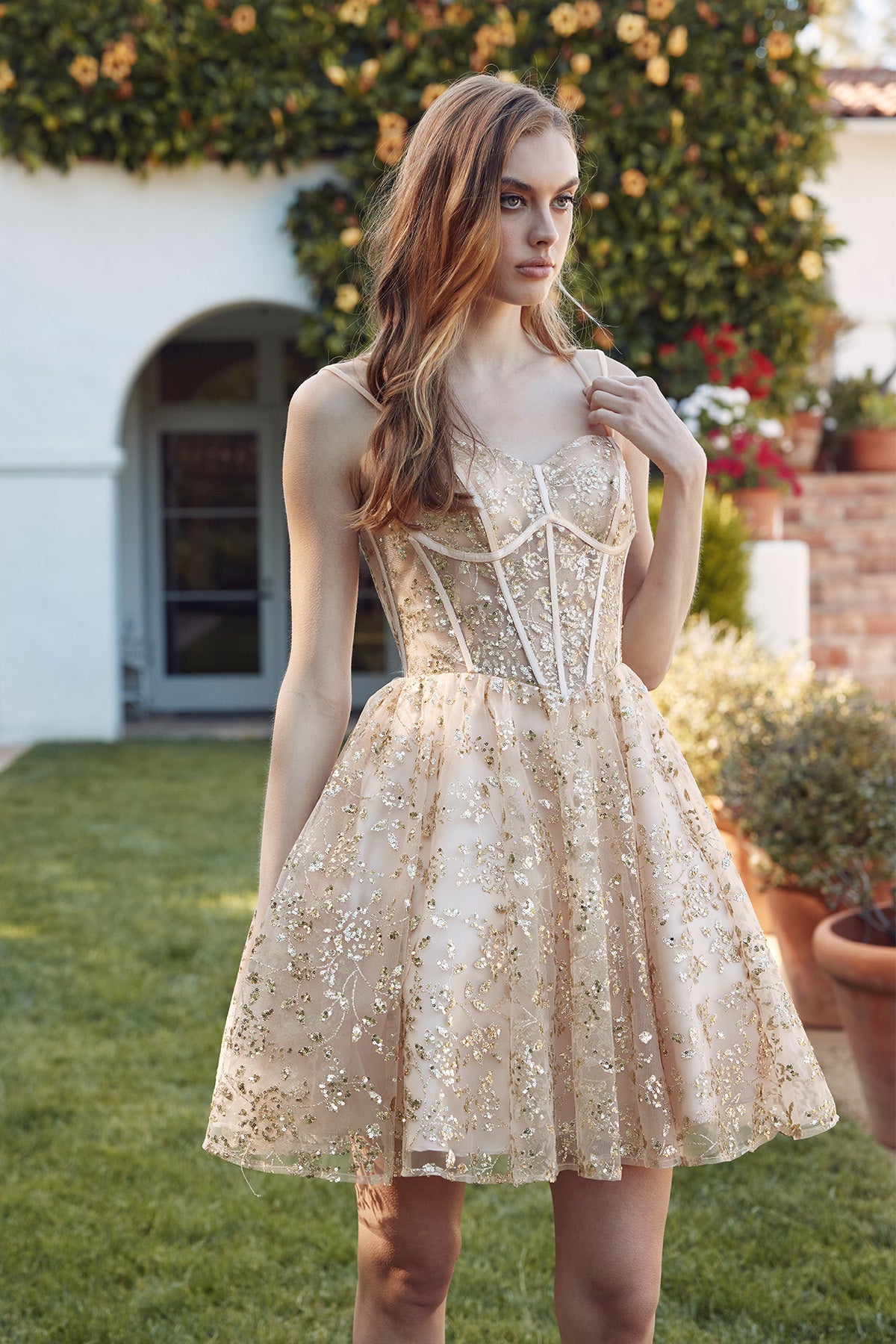 Juliet JT977U - A-Line Thin Strap Glitter Corset Cocktail Dress Bridal Hive Juliet JT977U - A-Line Thin Strap Glitter Corset Cocktail Dress Bridal Hive