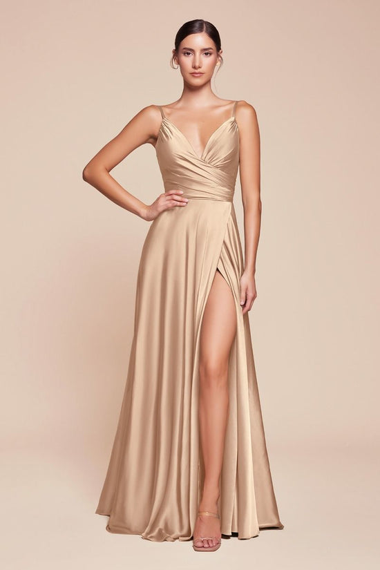 Fitted Sweetheart Neckline Leg Slit Gown by Cinderella Divine OC021 - Special Occasion