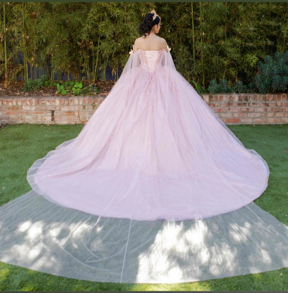 Cinderella Couture Off Shoulder Cape Quinceañera Ball Gown 8270J