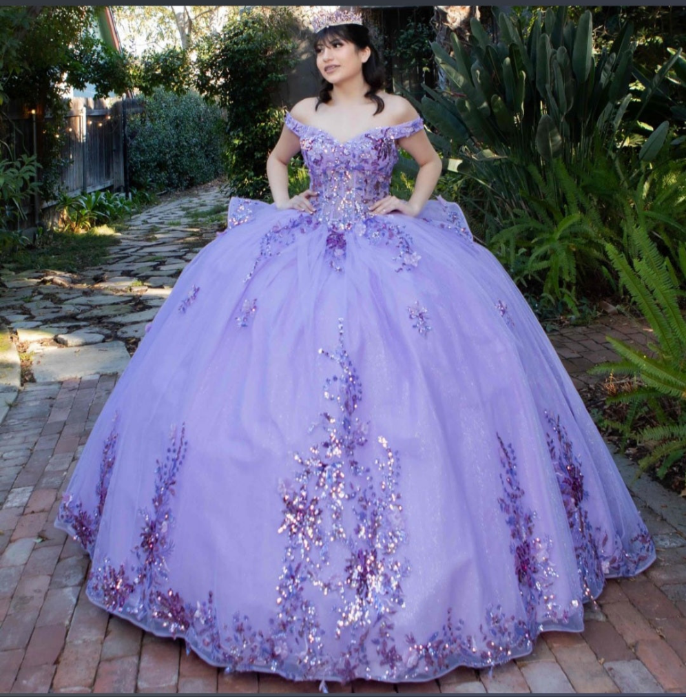 Cinderella Couture Off The Shoulder Beaded Applique Quinceañera Ball Gown 8125J