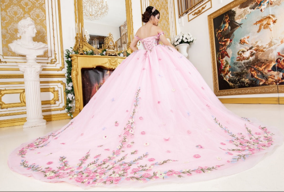 Cinderella Couture Colorful Daisy Embroidery Quinceañera Ball Gown 8260J