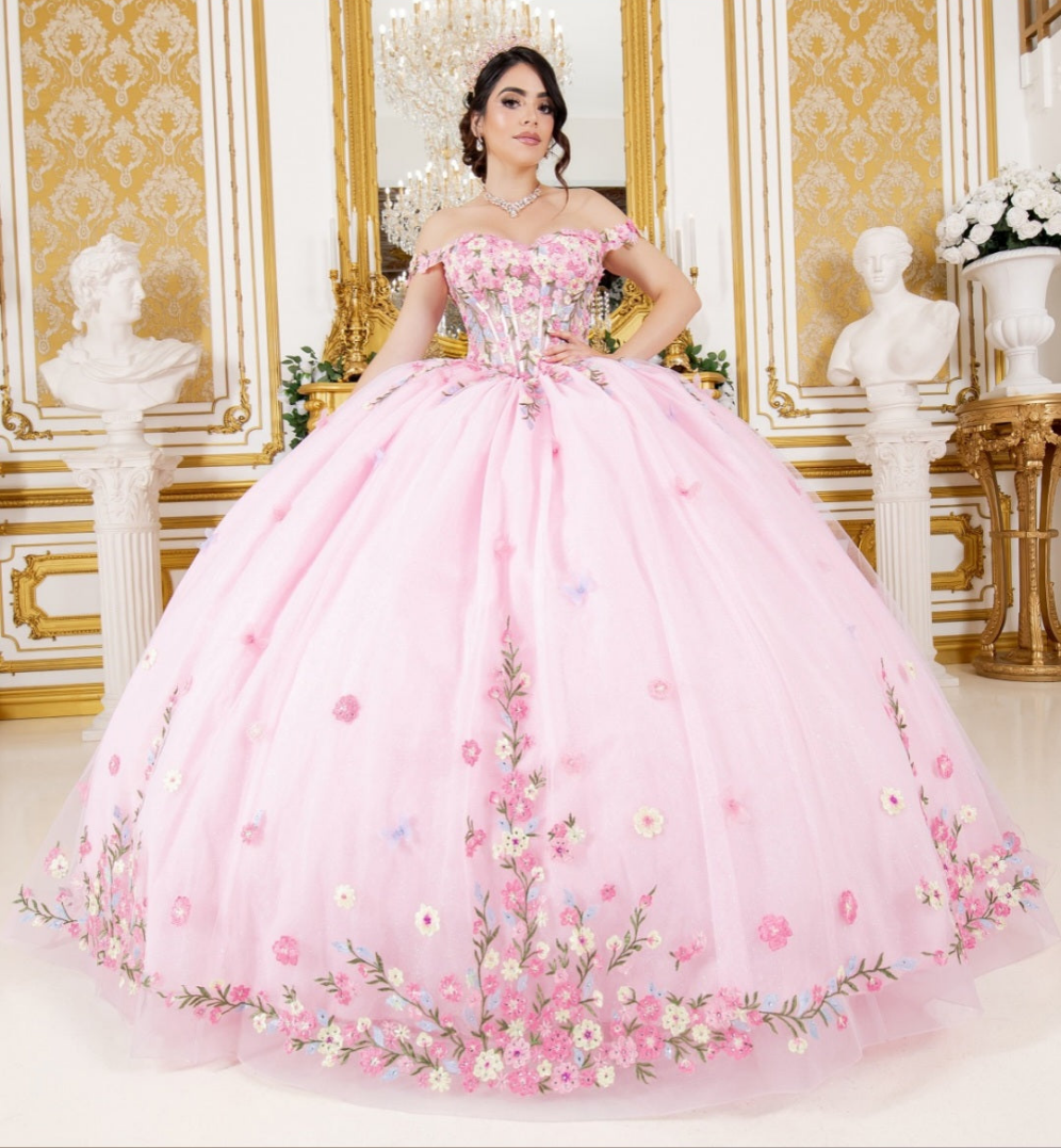 Cinderella Couture Colorful Daisy Embroidery Quinceañera Ball Gown 8260J