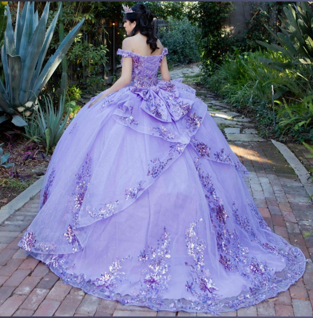 Cinderella Couture Off The Shoulder Beaded Applique Quinceañera Ball Gown 8125J