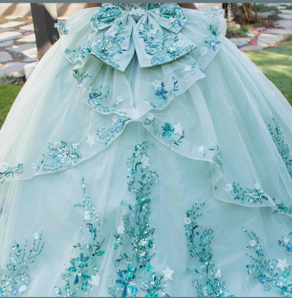 Cinderella Couture Off The Shoulder Beaded Applique Quinceañera Ball Gown 8125J