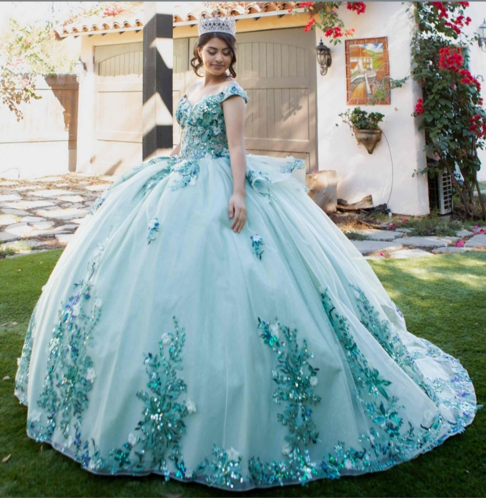 Cinderella Couture Off The Shoulder Beaded Applique Quinceañera Ball Gown 8125J