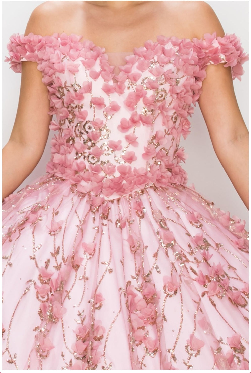 Cinderella Couture Off The Shoulder 3D Floral Applique Quinceanera 8021J