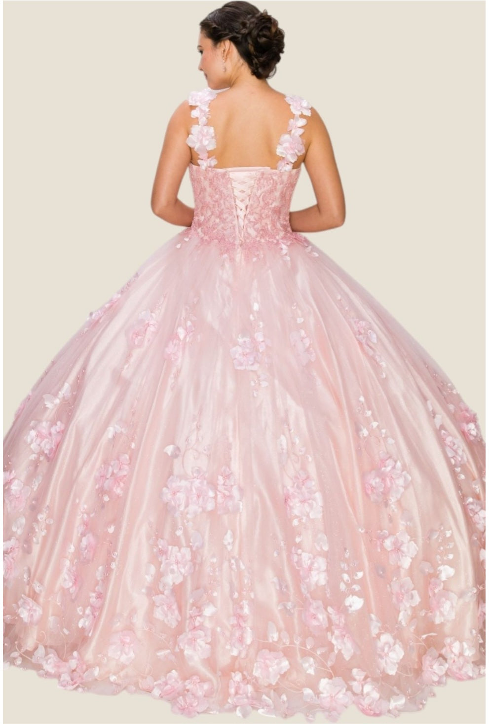 Cinderella Couture 3D Floral Applique & Pearl With Detachable Capes 8030J