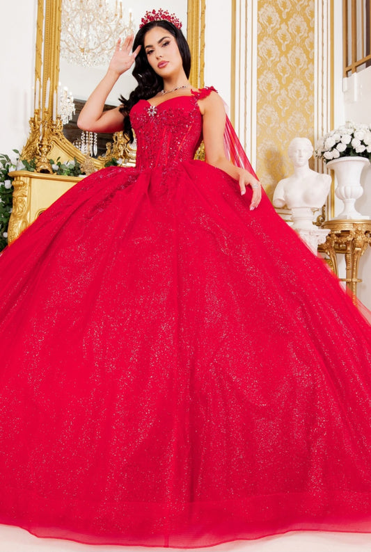 Cinderella Couture Off Shoulder Cape Quinceañera Ball Gown 8270J