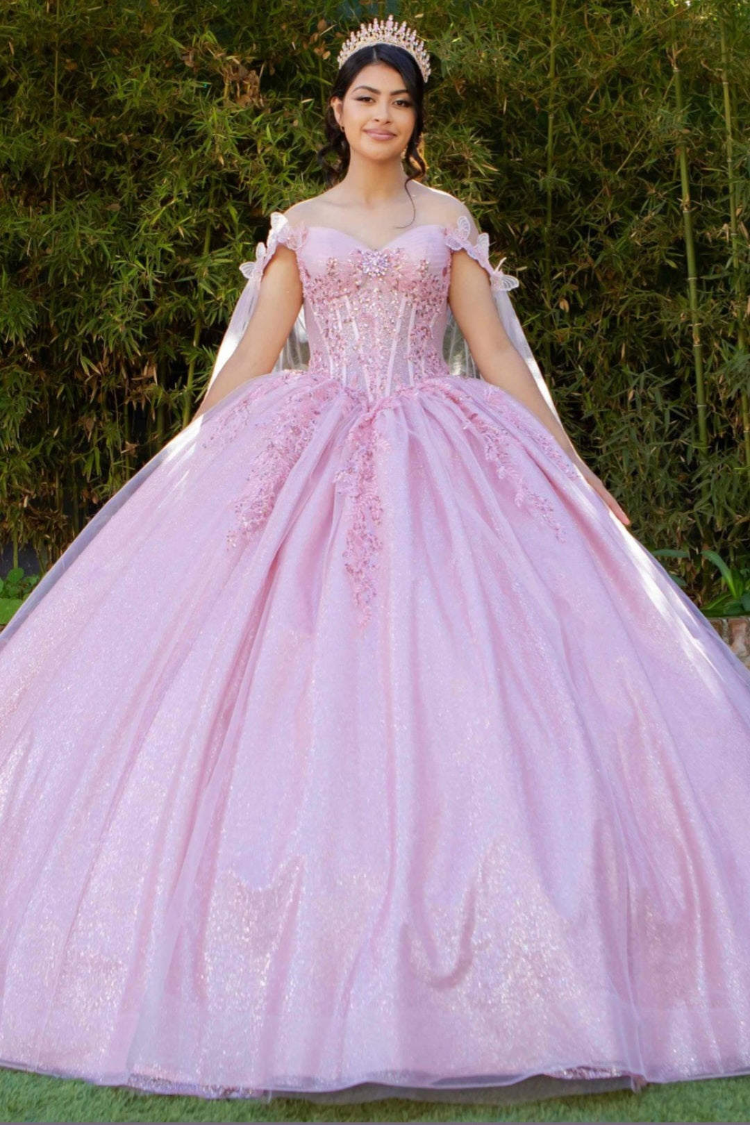 Cinderella Couture Off Shoulder Cape Quinceañera Ball Gown 8270J