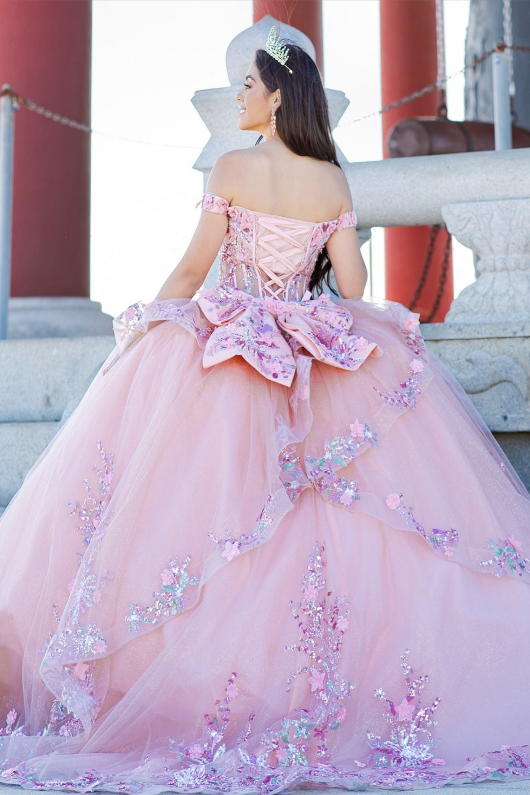 Cinderella Couture Off The Shoulder Beaded Applique Quinceañera Ball Gown 8125J