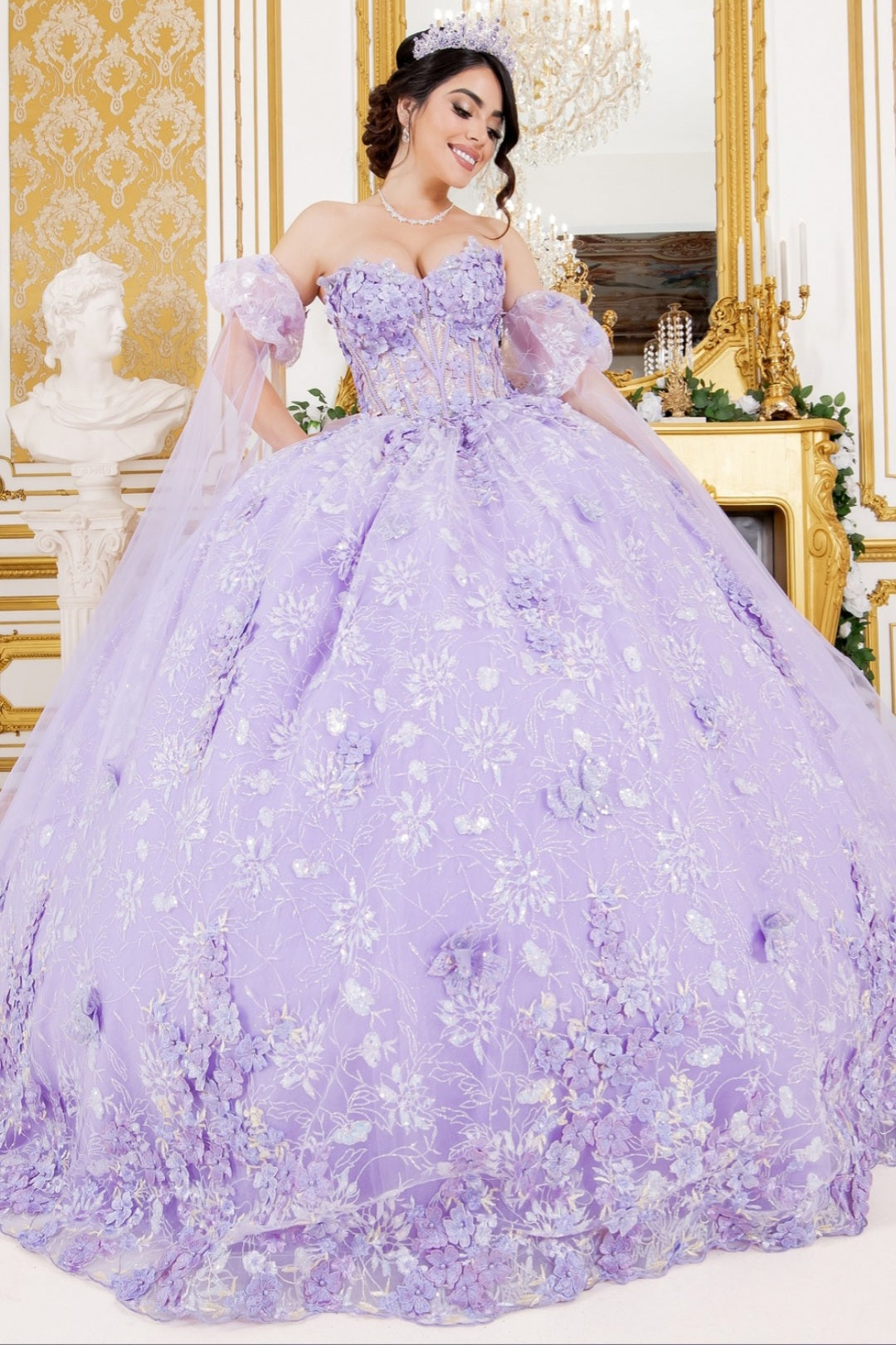 Cinderella Couture Off Shoulder Puff Sleeve Quinceañera Ball Gown 8210J