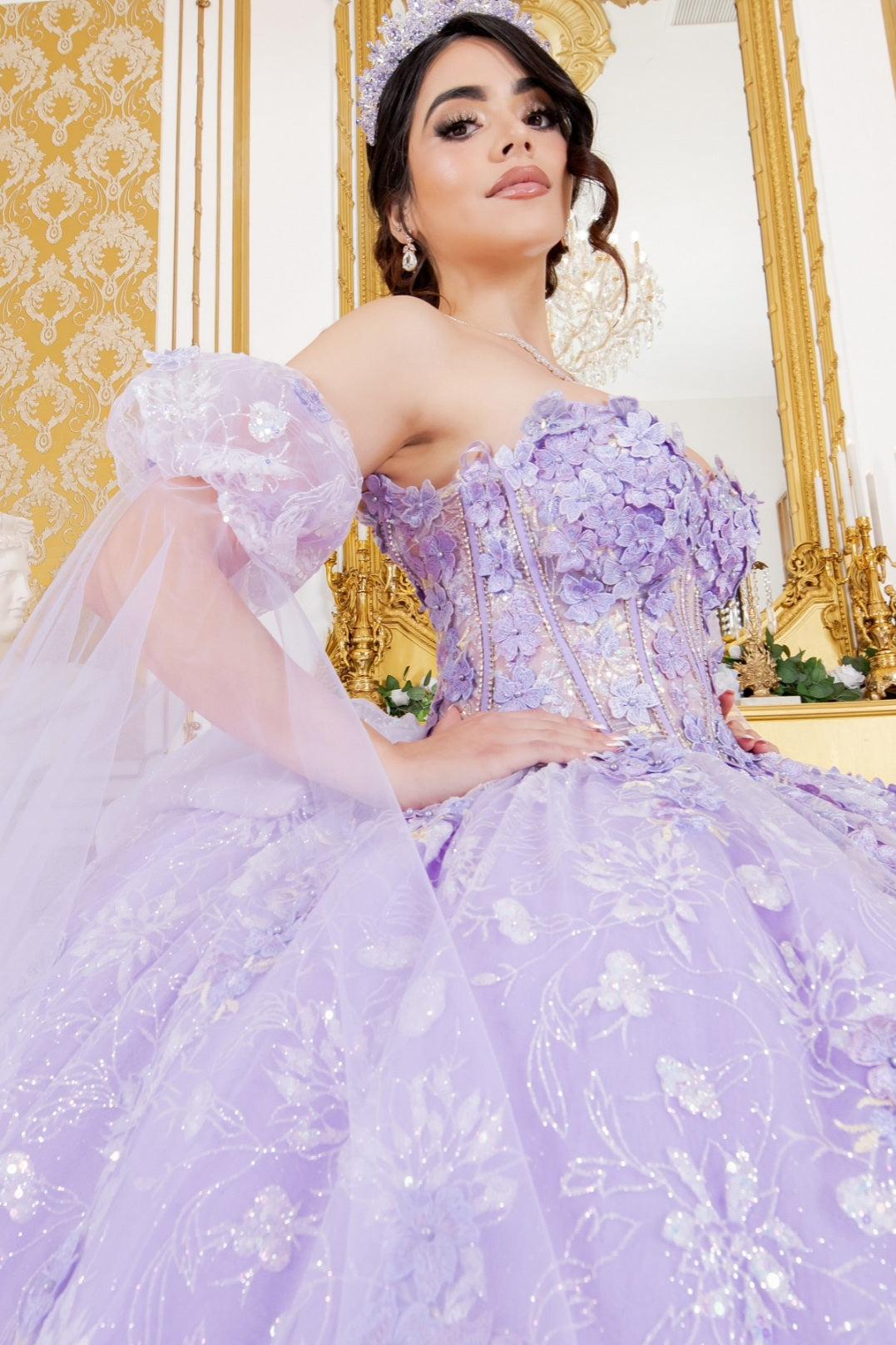 Cinderella Couture Off Shoulder Puff Sleeve Quinceañera Ball Gown 8210J