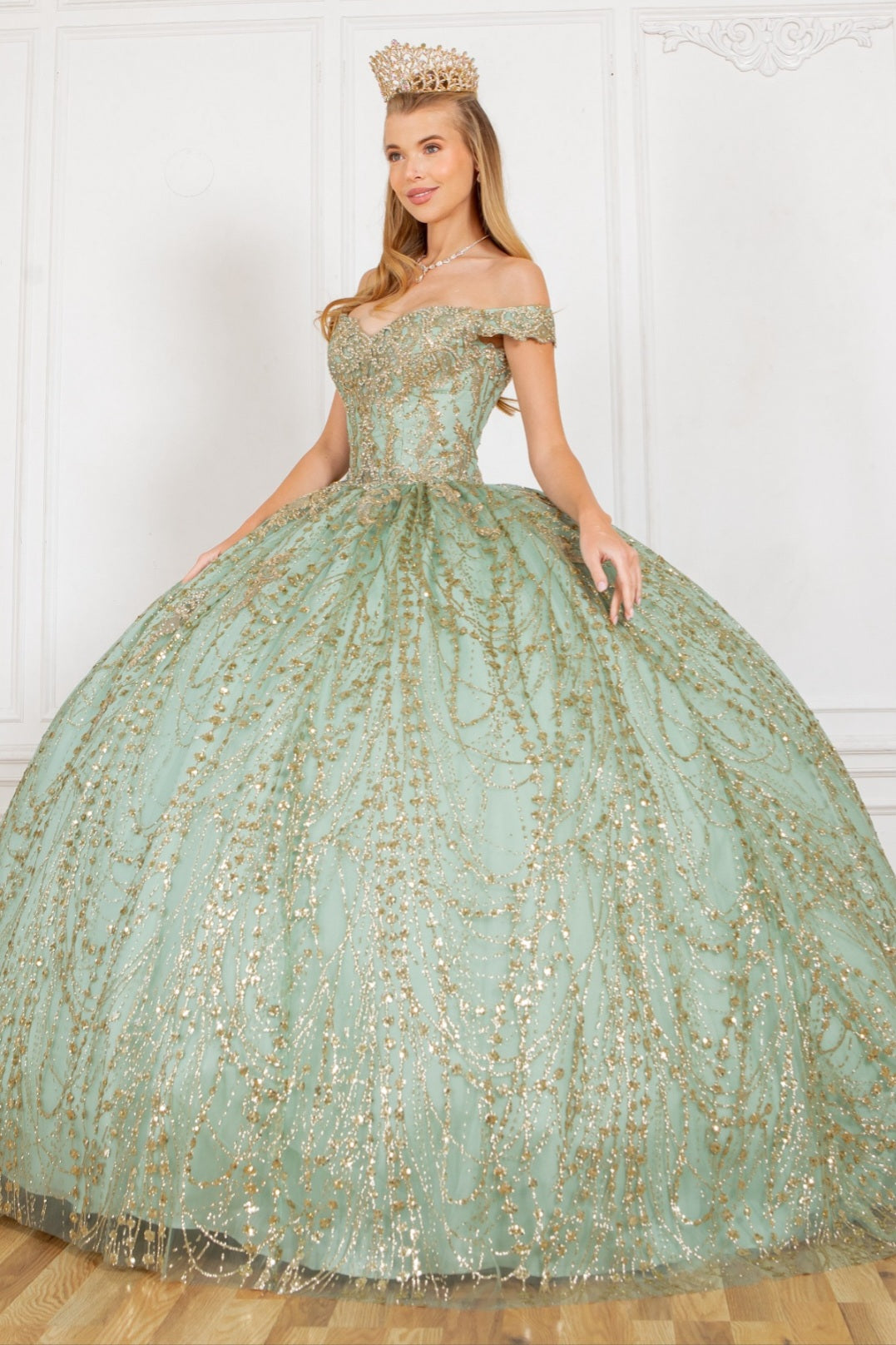 Cinderella Couture Sequin Flower Quinceanera Ball Gown With Cape 4201