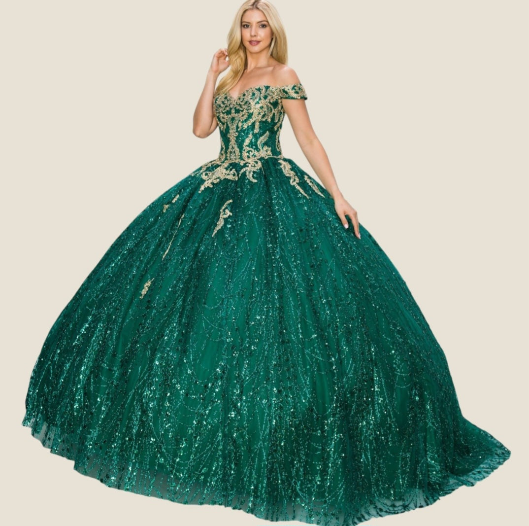 Cinderella Couture Sequin Flower Quinceanera Ball Gown With Cape 4201