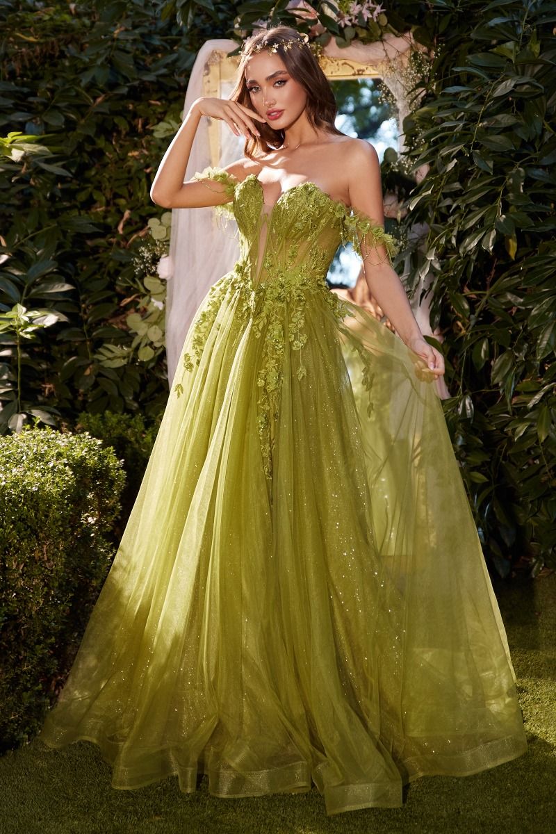 Shop Andrea and Leo A1237 Off Shoulder Neckline Midrise Back Sweep Train Tulle A-Line Evening Dress Leaf Green / 6 Shop Andrea and Leo A1237 Off Shoulder Neckline Midrise Back Sweep Train Tulle A-Line Evening Dress Leaf Green / 6