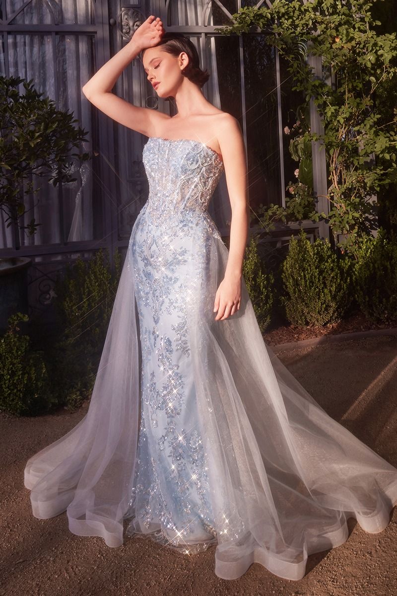 Andrea & Leo A1365 - Strapless Tulle Overskirt Fitted Gown