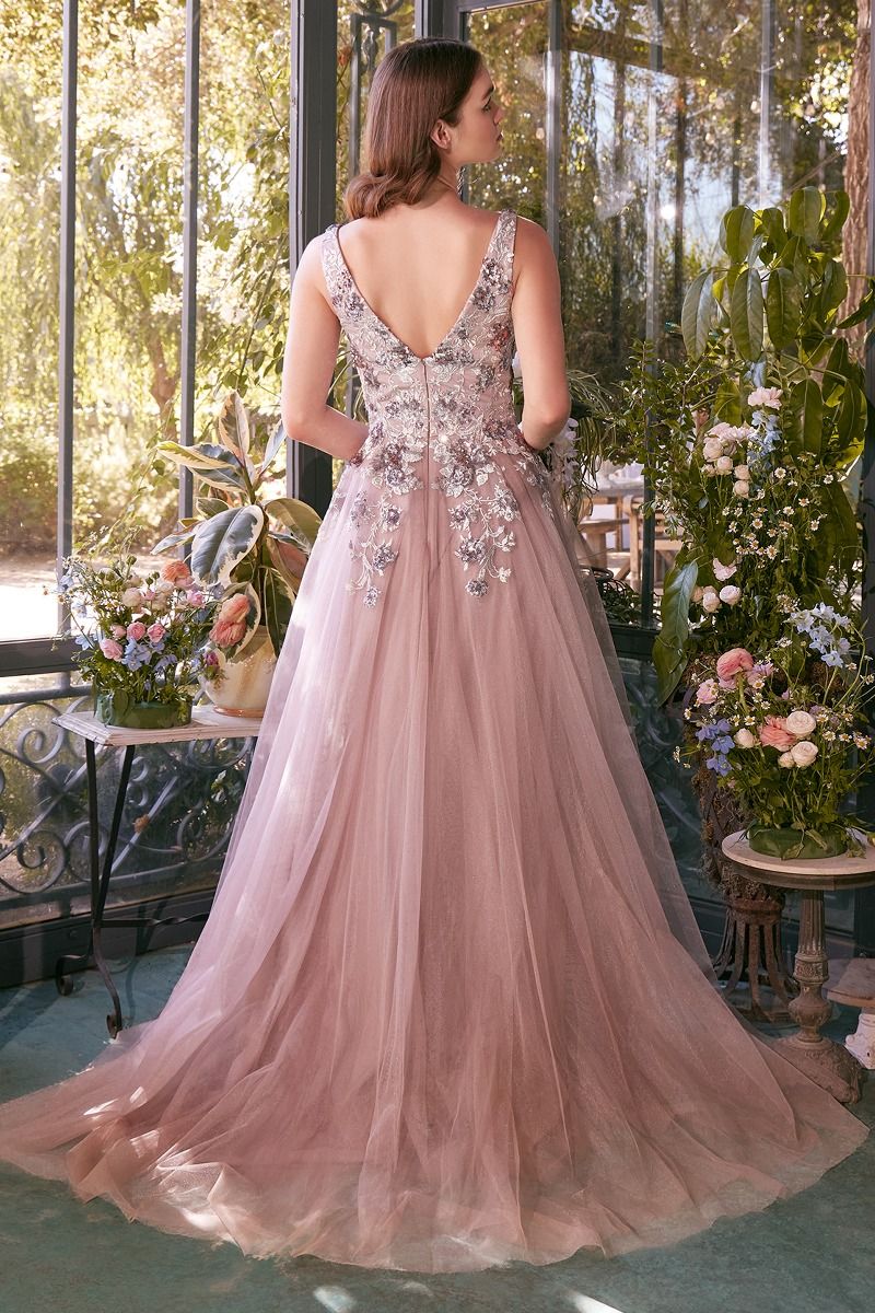 Andrea & Leo A1401 - Sequin & Tulle A-Line Gown