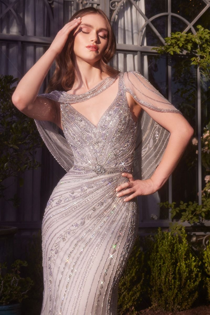 Andrea & Leo A1443 - Shoulder Drape Crystal Beaded Gown