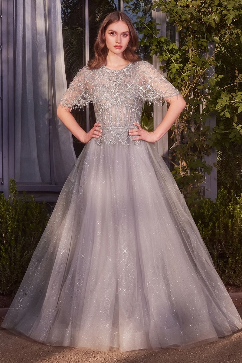 Andrea & Leo A1444 - Capelet Crystal Beaded Gown