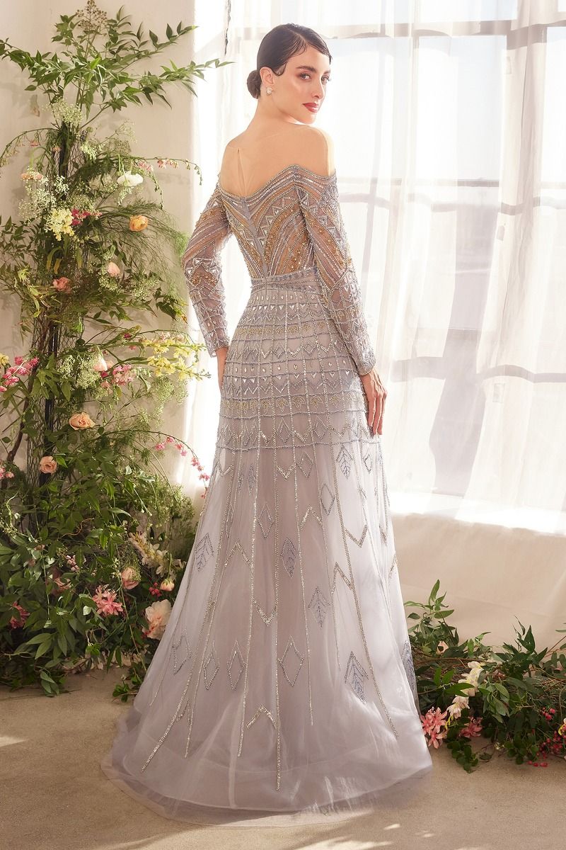 Andrea & Leo A1445 - Beaded Long Sleeves Gown