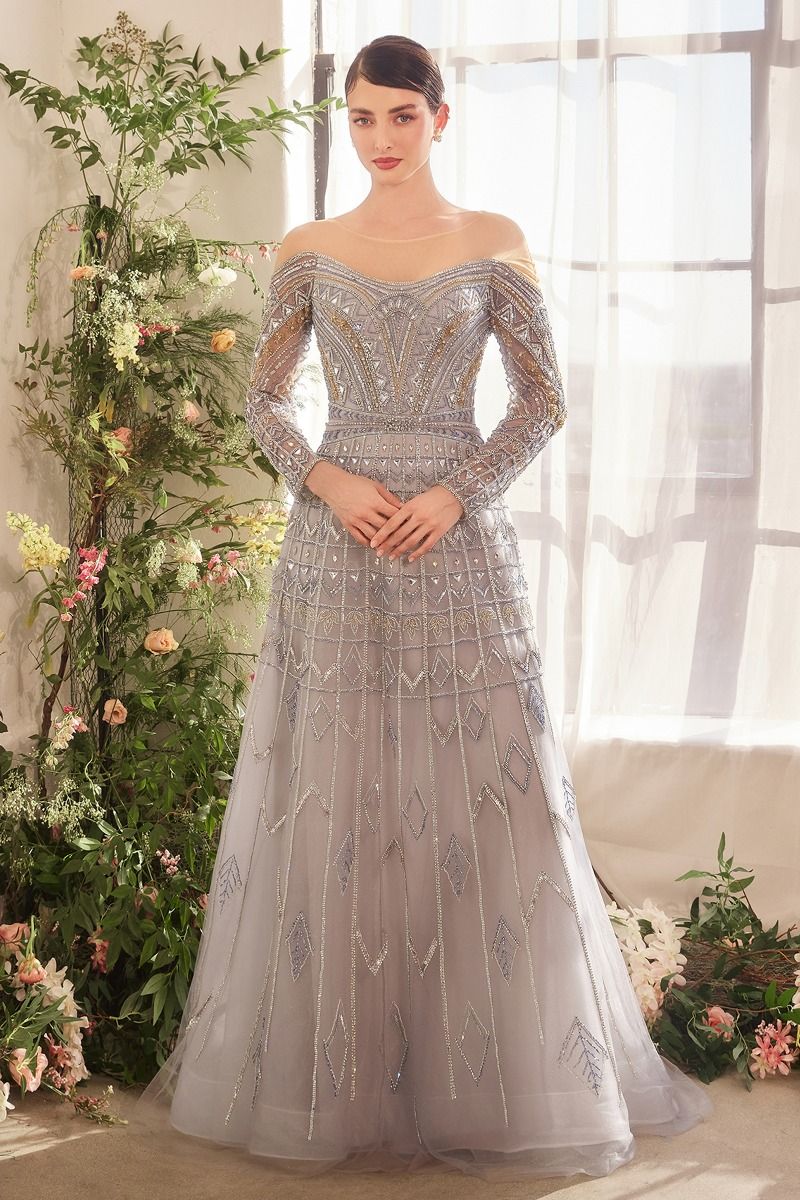 Andrea & Leo A1445 - Beaded Long Sleeves Gown