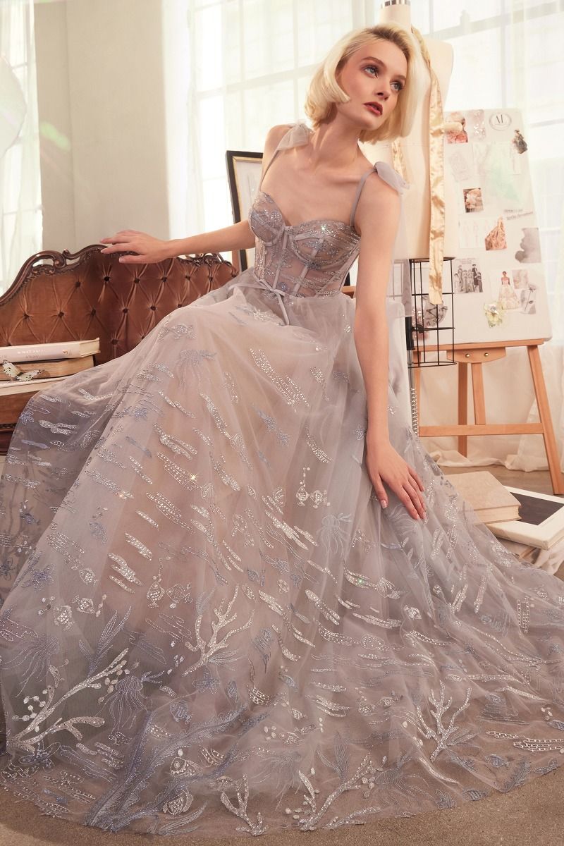 Andrea & Leo A1458 - A-Line Aquatic Embroidered Gown