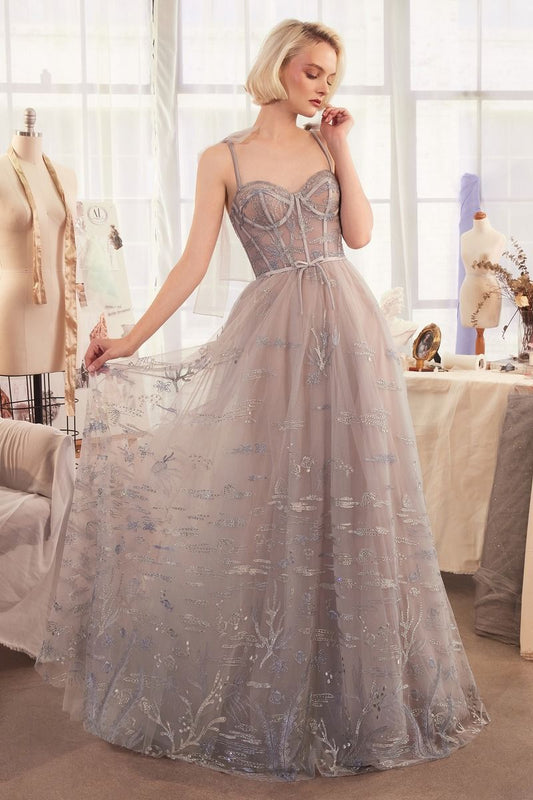 Andrea & Leo A1458 - A-Line Aquatic Embroidered Gown