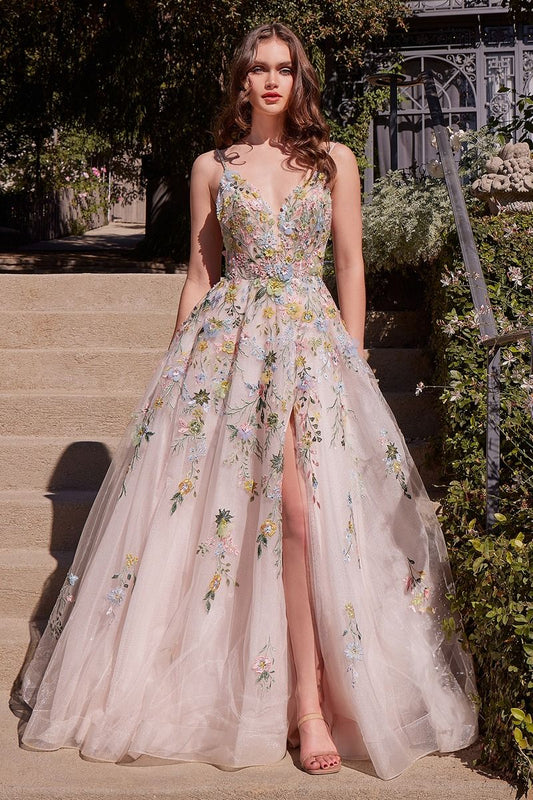 Andrea & Leo A1460 - A-Line Multi-Colored Floral Gown