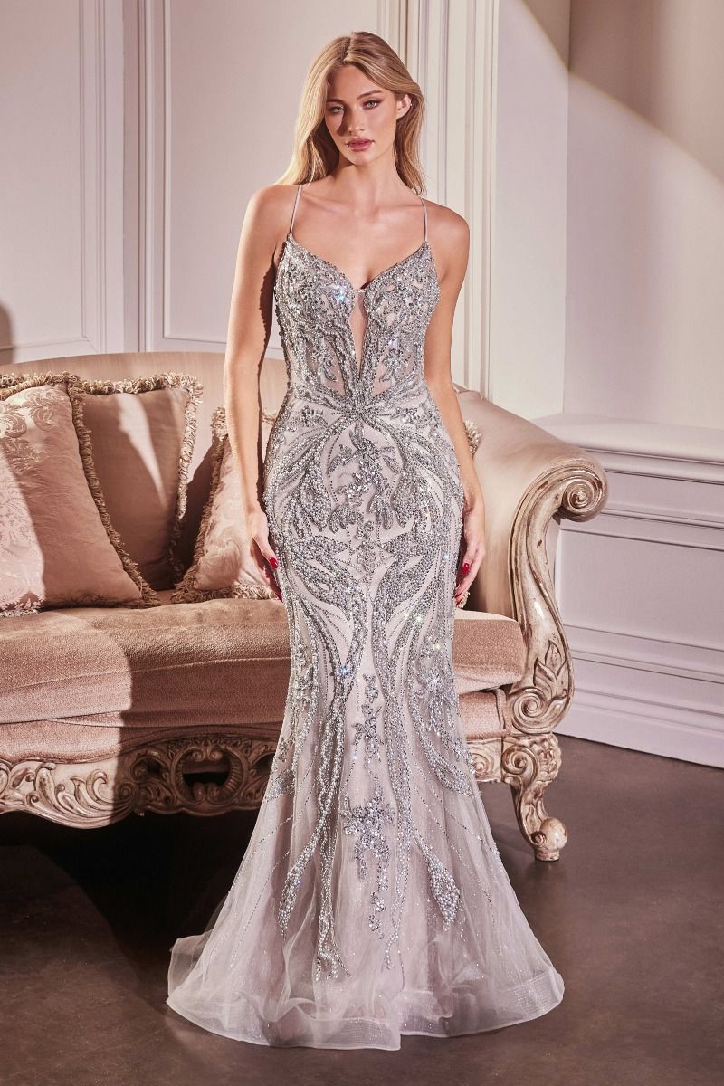 PEARL EMBELLISHED FIT & FLARE GOWN BY LADIVINE CC0240 Bridal Hive PEARL EMBELLISHED FIT & FLARE GOWN BY LADIVINE CC0240 Bridal Hive