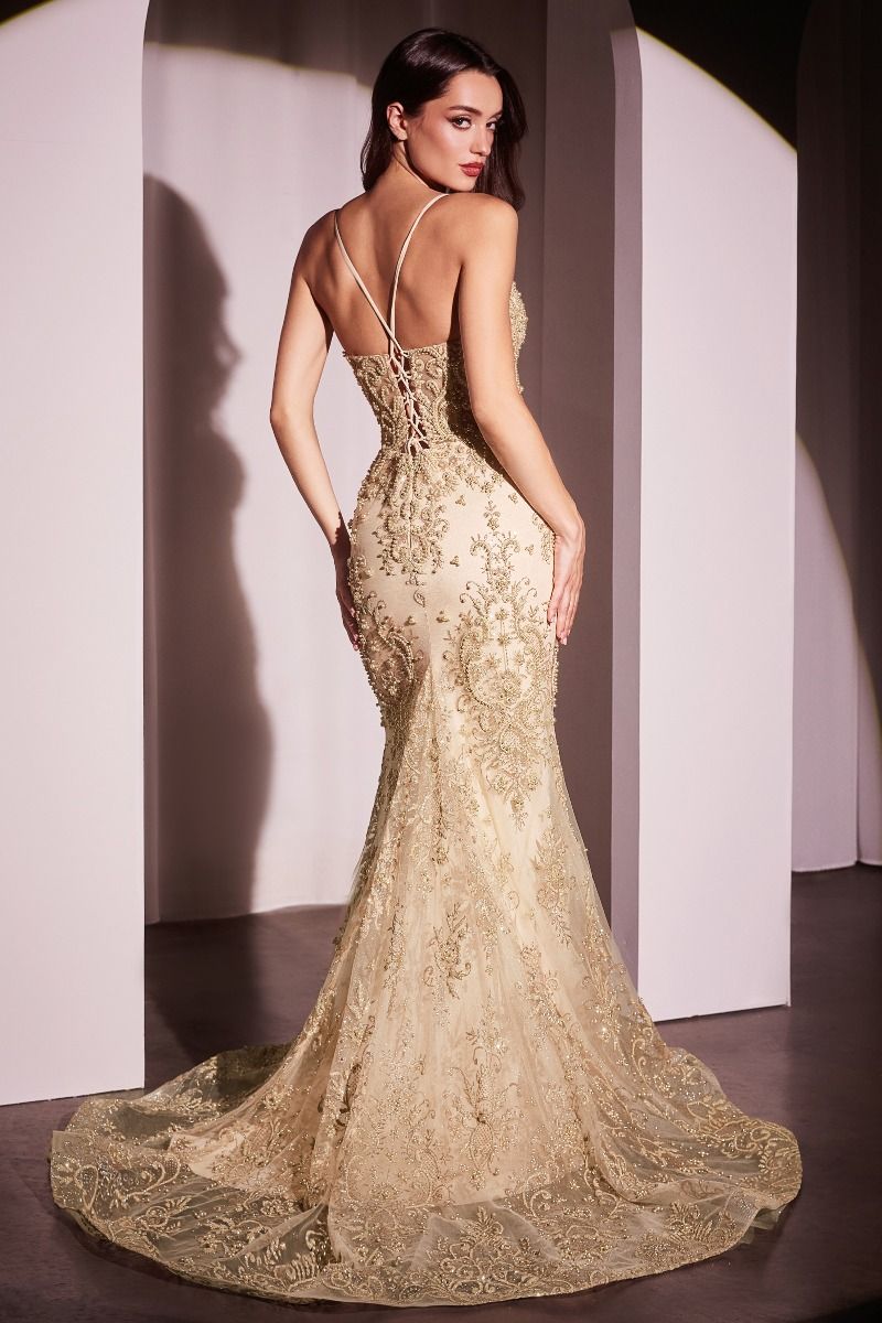 Ladivine CC2403 - Pearl & Lace Embellished Mermaid Gown