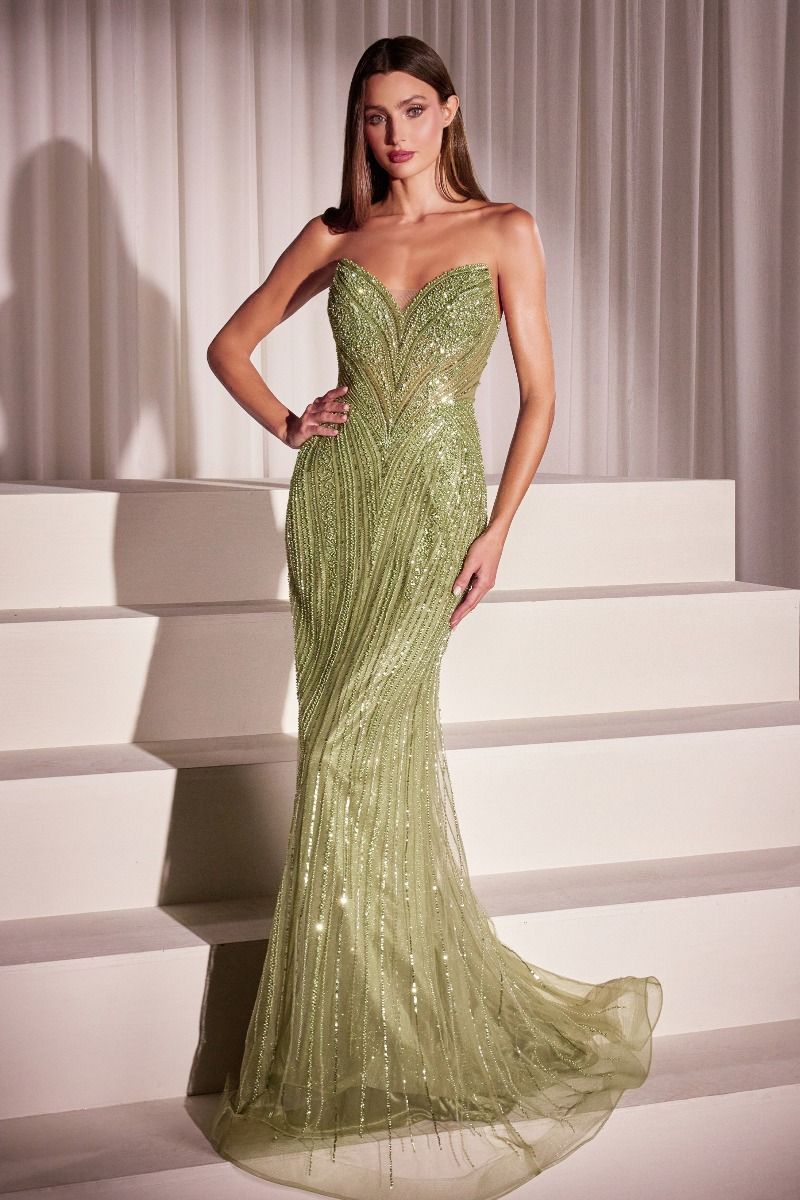 Ladivine CC416 Strapless Sequin Fitted Gown